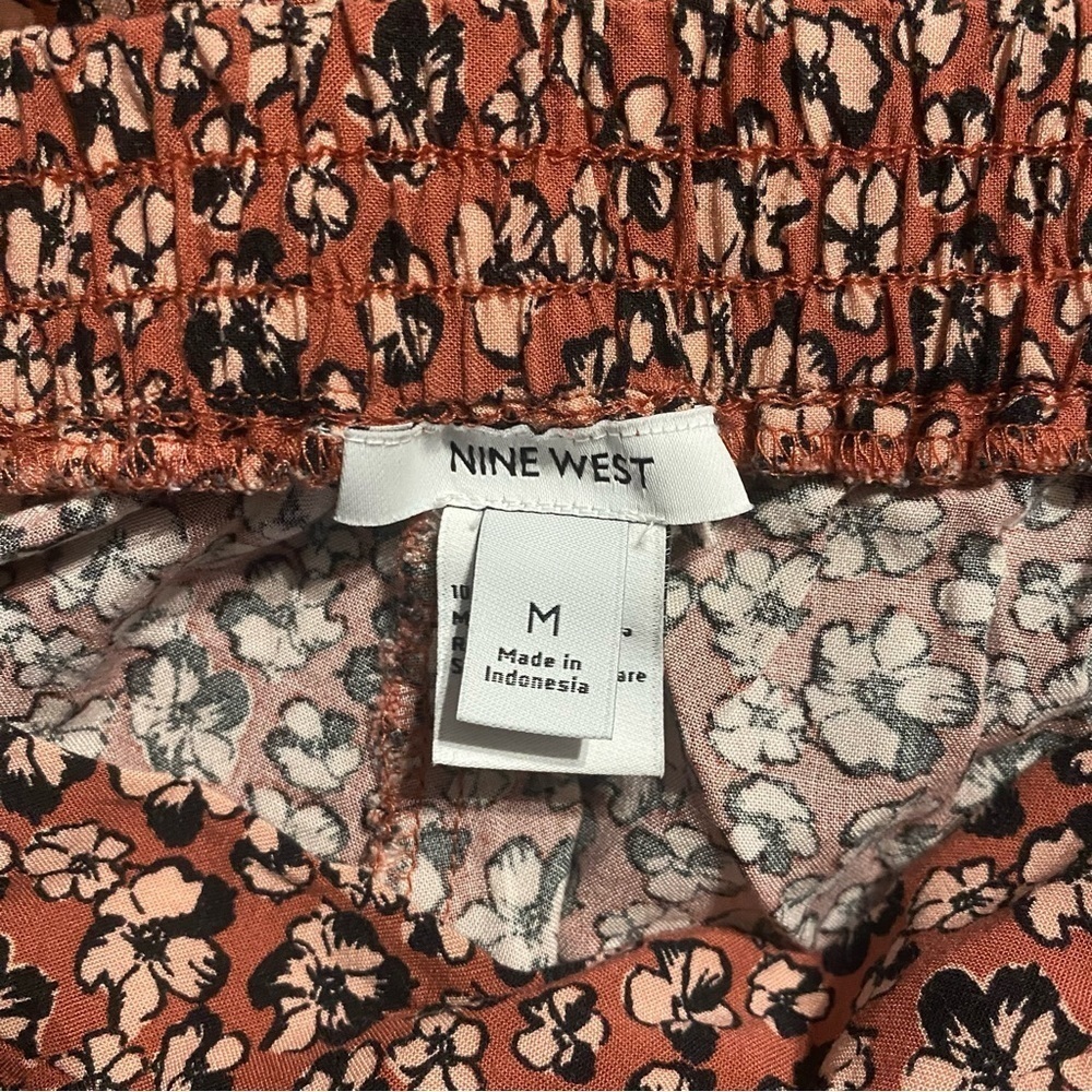 Nine West Pink Floral Print Stretch Waist Midi Skirt - Picture 5 of 6